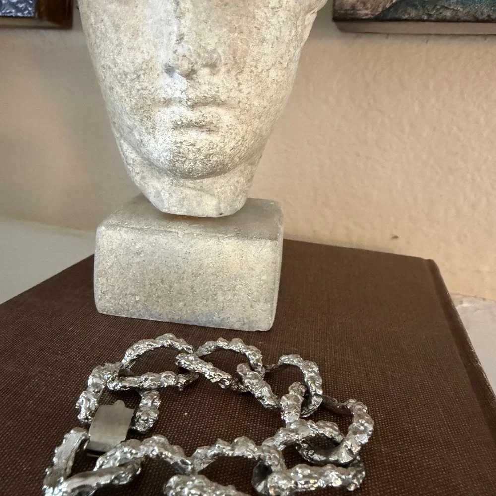 Vintage‎ Modernist Brutalist Chain Bracelet Silver Tone